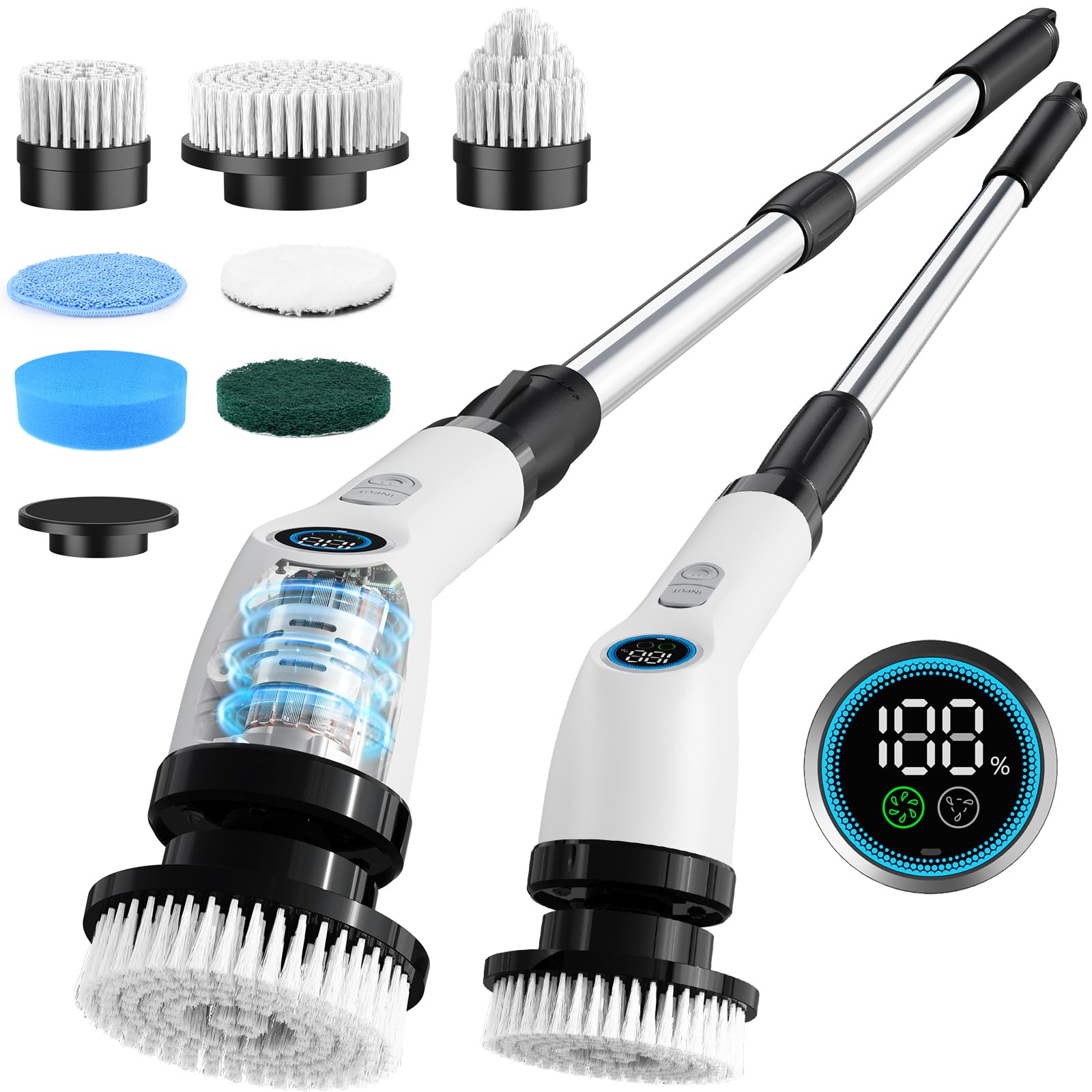 Photo 1 of Electric Spin Scrubber Cleaning Bathroom: Shower Cleaner Brush, Cordless Power Scrubber for Tub Tile and Floor (Handle Length 50)
