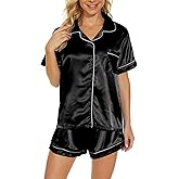 VENTELAN Women's Pajama Set Plus Size Super-Soft Short Sleeve Top With Shorts Two-piece Pjs Set
