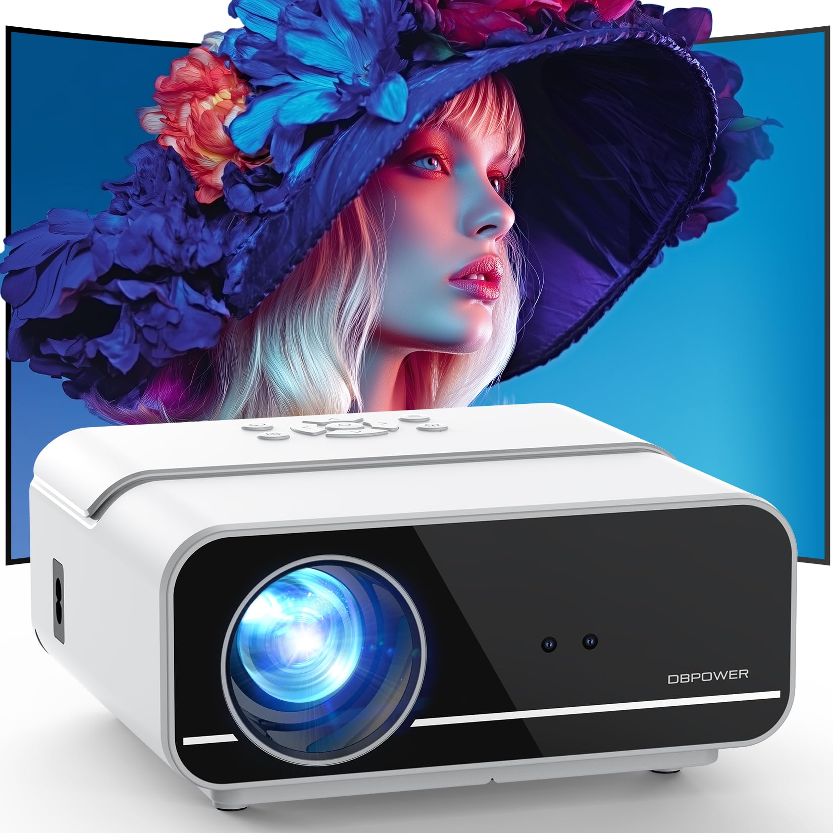 Photo 1 of [Auto Focus/4K Support] Projector with WiFi and Bluetooth, 700ANSI Native 1080P Outdoor Movie Projector with Auto Focus/4P6D Keystone/50% Zoom/PPT, DBPOWER Portable Projector for iOS/Android/TV Stick