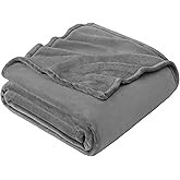 Hansleep Fleece Blanket Twin Size Grey, Soft Cozy Twin Blanket, Fuzzy Flannel Blanket for Bed, Sofa, Couch, Travel, Camping, 