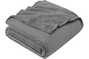 Hansleep Fleece Blanket Twin Size Grey, Soft Cozy Twin Blanket, Fuzzy Flannel Blanket for Bed, Sofa, Couch, Travel, Camping, 60 x 80 Inches