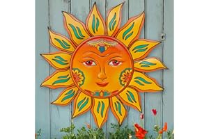 DAOGTC Metal Sun Wall Decor - 13 inches Sun Flower Wall Art Decoration,Hanging Decoration for Home Garden Farmhouse Yard Patio Fence Living Room Bedroom
