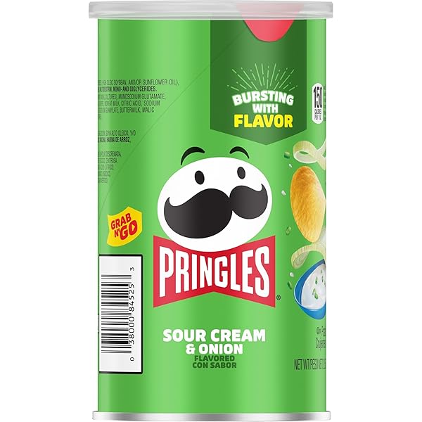 PRINGLES POTATO CRISPS CHIPS, LUNCH SNACKS, OFFICE AND KIDS SNACKS, GRAB N’ GO, SOUR CREAM AND ONION, 1.88 POUNDS (12 CANS)