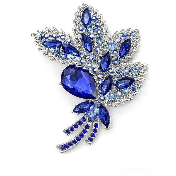 Alilang Golden Flower & Vine Brooch - Peach Petal Design With Clear Rhinestones - View #11