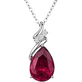 Accver Birthstone Necklace for Women - S925 Sterling Silver Teardrop with Cubic Zirconia and Gemstones -Birthday Jewelry gift for her, Girlfriend, Wife, Mom on Birthday, Anniversary