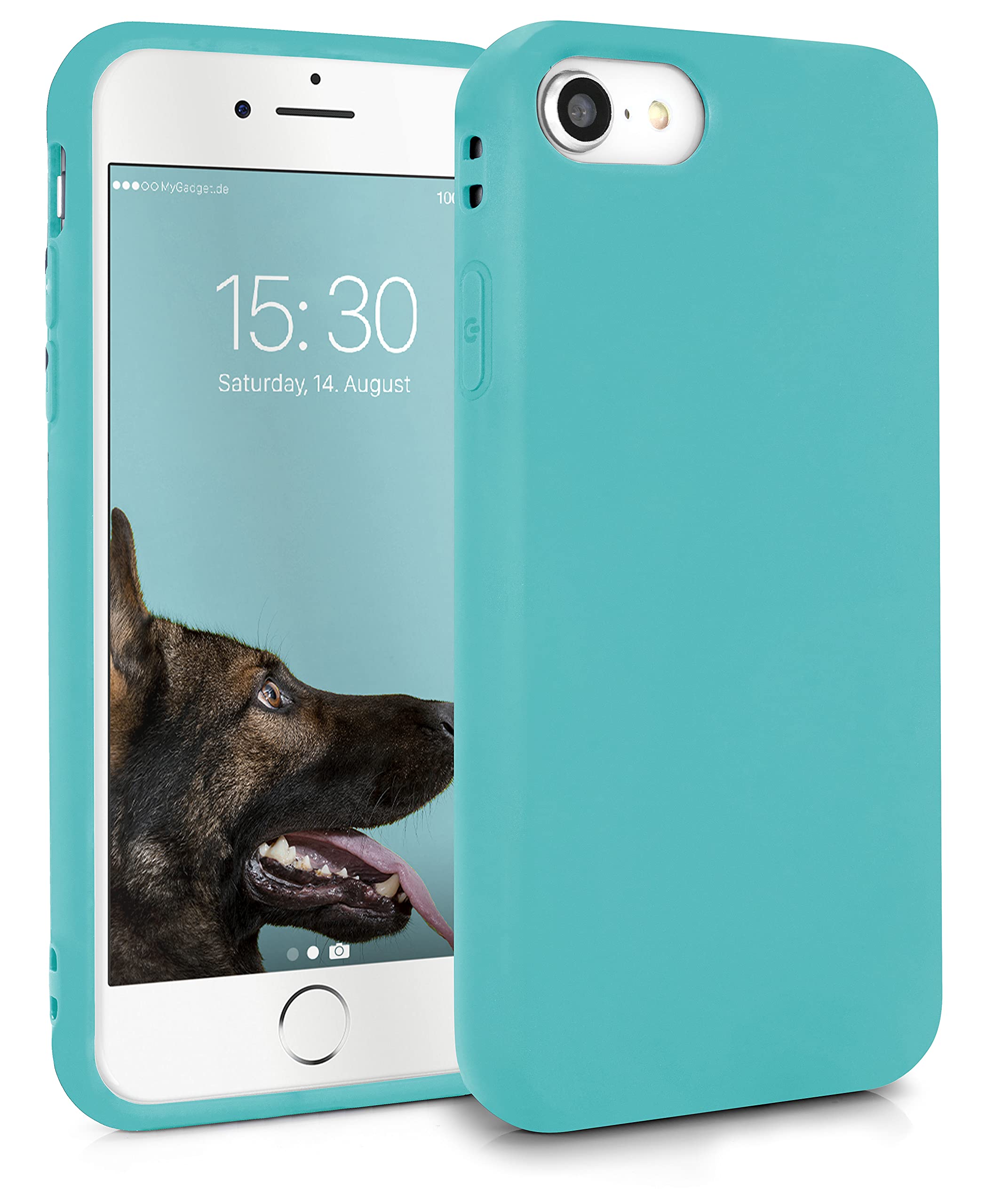 MyGadget TPU Case for iPhone 7 | 8 | SE 2020 | 2022 - [ Camera Protection & Anti Fingerprint ] - Silicone Cover with Soft Touch & Anti Scratch Shell - Matte Turquoise — image 1