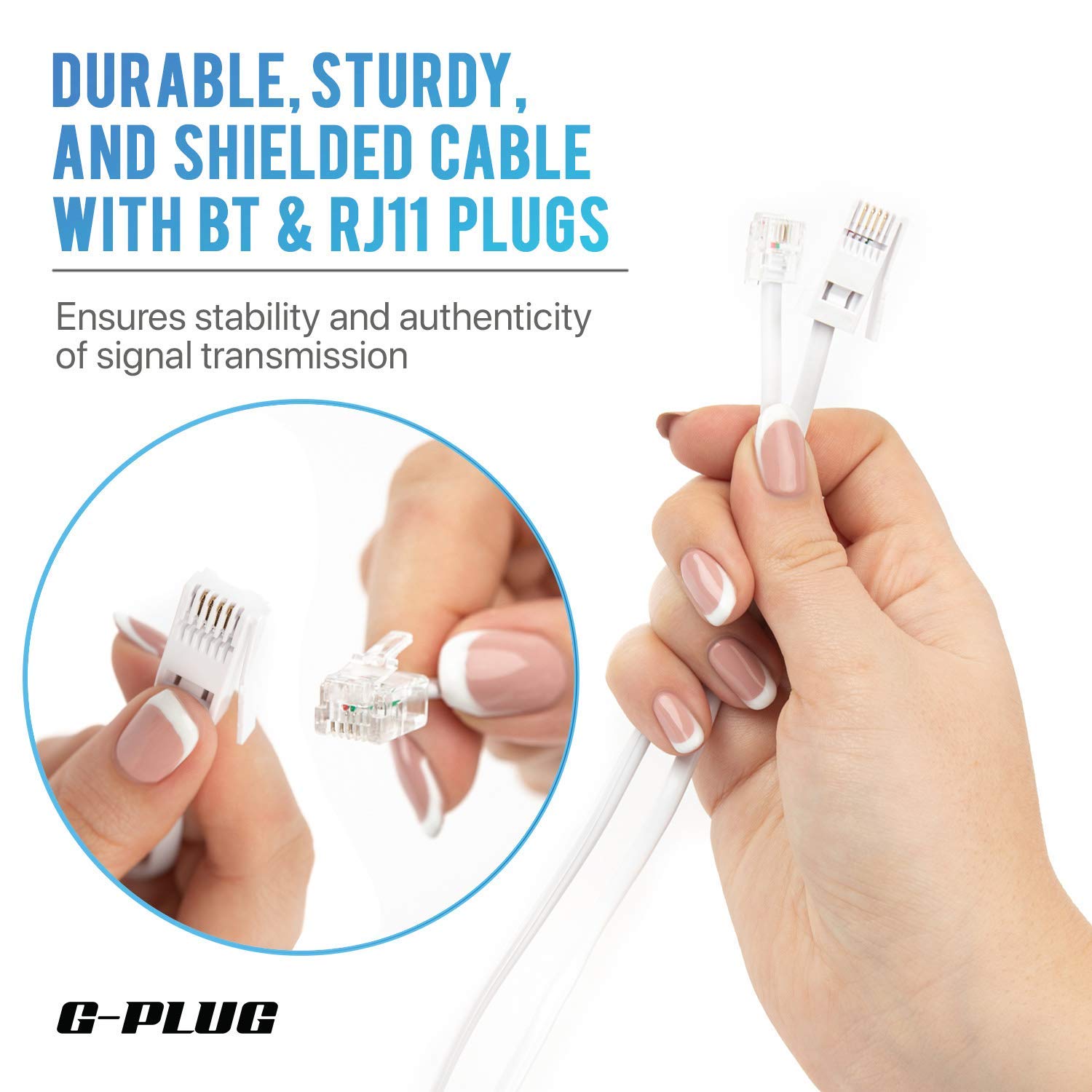 3m Long BT Telephone Cable to RJ11 ADSL Modem Male – 4 Wires 6P4C ...