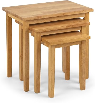Julian Bowen Cleo Nest of Tables Light Oak Wood 3 Piece Set