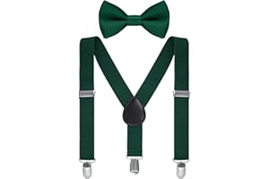 Bskifnn Kids Suspenders Bow Tie Sets Classic Solid Color Toddler Suspenders for Kids Wedding Party