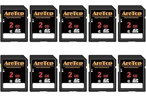 AreTop SD Card 2GB, 10 Pack UHS-I Class 6 SDHC Memory Card, 10 Pack 2GB Full HD Video Secure Digital Cards for Cameras, DSLR,