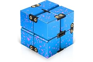 Rovzukct Cube Metal Infinity Cube Aluminum Alloy Block Cube Finger Practice Stress Relieve Office Gift Blue/Rose/Red