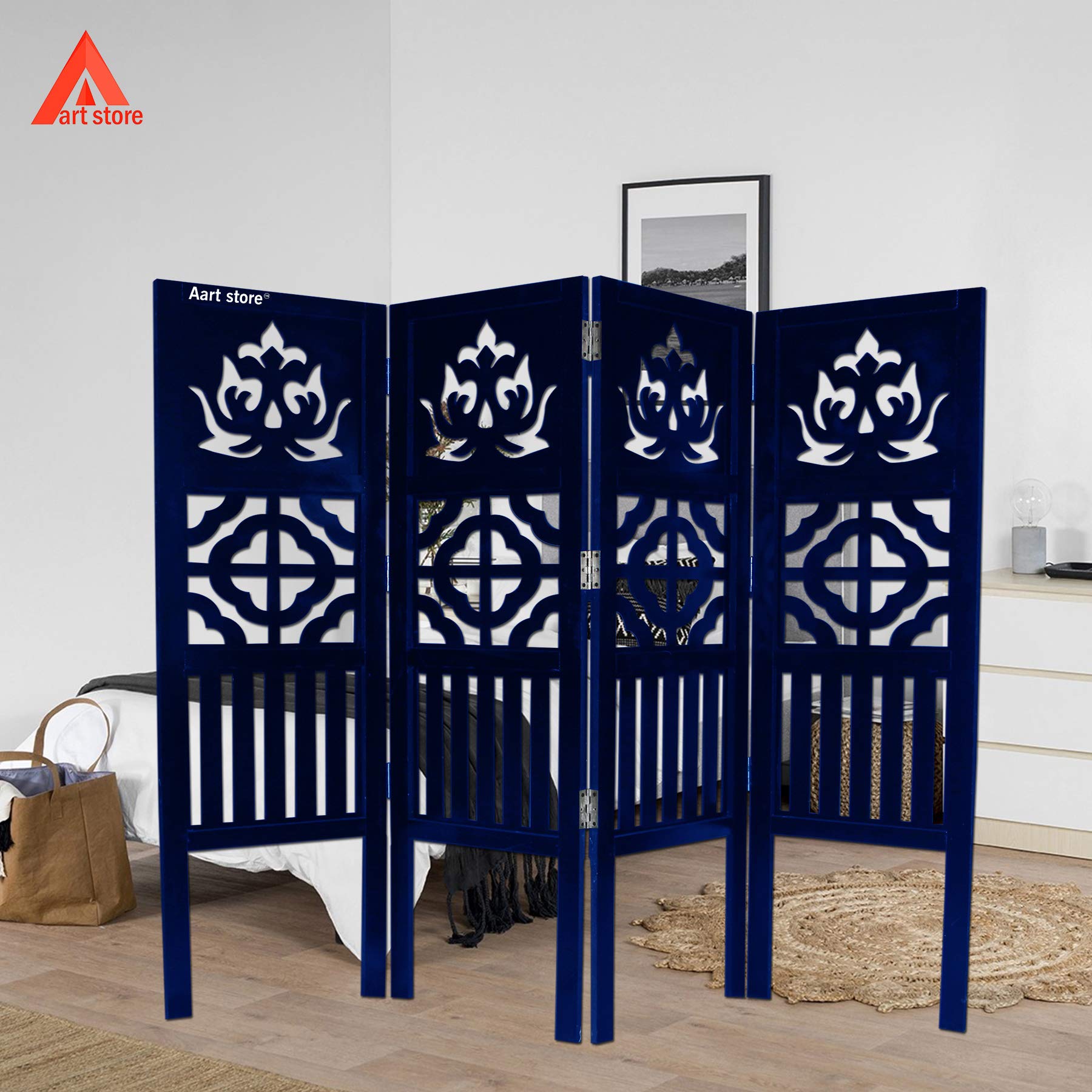 Buy Aart Store Panel Folding Room Divider Screen, 5 Ft Tall Wood