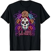 La Jefa Mexican Sugar Skull DÃa de Muertos Design T-Shirt