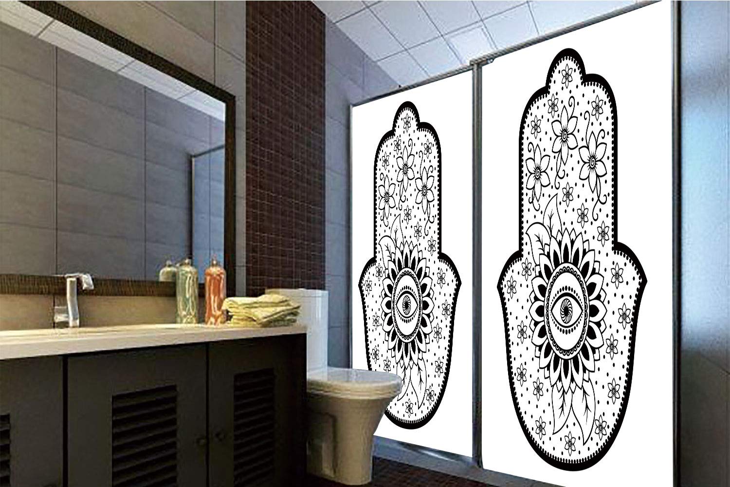 激安 ハムサ 静電気でくっつくガラスステッカー 接着剤不要 Dodo Horrisophie アラビアアート 47 24 カラー6 B07ld9f81q Szhongli Bolitieg1xk60cm 23 62 W X 47 24 H 自宅 オフィス用 高さ35 43インチ 幅23 62インチ ブラックホワイト すべて見る目の装飾 三日月