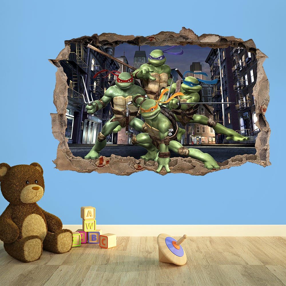 Wall Decor 247 TEENAGE MUTANT NINJA TURTLES 3D KIDS WALL STICKER 3D