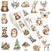 FYSUIMU 1000Pcs Woodland Animal Stickers Roll Watercolor Forest Animal Label Decals Self-Adhesive Stickers for Envelope Seal Scrapbook Card Bag Party Favors