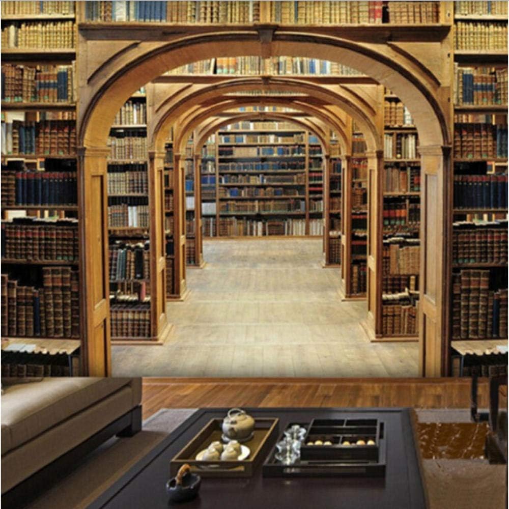 whwd Custom Mural Retro Nostalgia 3D Stereo Bookshelf Wallpaper Bedroom Study Library Non-Woven Wallpaper Hotel Restaurant Wall Mural-280X200Cm