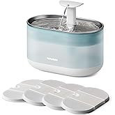 PETLIBRO Cat Water Fountain Stainless Steel,Ultra Quiet,71fl oz/2.1L Automatic Cat Fountain,Two Flow Modes,BPA-Free Capsule Metal Healthy Pet Water Fountain for Cats Inside