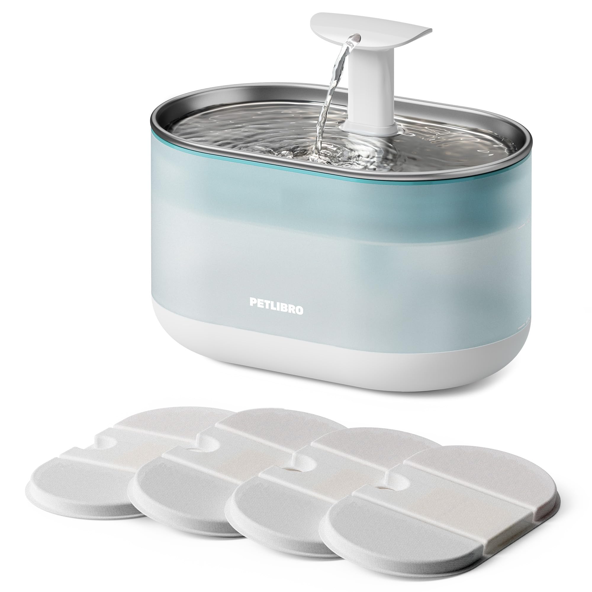 Photo 1 of PETLIBRO Cat Water Fountain Stainless Steel,Ultra Quiet,71fl oz/2.1L Automatic Cat Fountain,Two Flow Modes,BPA-Free Capsule Metal Healthy Pet Water Fountain for Cats Inside