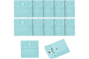 UgyDuky 10pcs Velvet Jewelry Pouch with Snap Button, 7x7cm, Soft Mini Jewelry Storage Bags for Rings, Earrings, Pendants, Sma