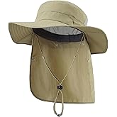 Home Prefer UPF 50+ Sun Hats for Men Women Wide Brim Fishing Hat with Neck Flap Summer Safari UV Protection Bucket Hat