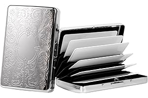 RFID Slim Metal Shielding Credit Card Holder/Protective Sleeve Travel Wallet for Women and Men (Arabesque Silver)