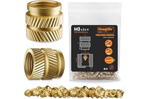 HANGLIFE Heat-Set Threaded Inserts, M3 Heat Set Insert for 3D Printing Components and Plastic Parts - Brass Metric Knurled Nu