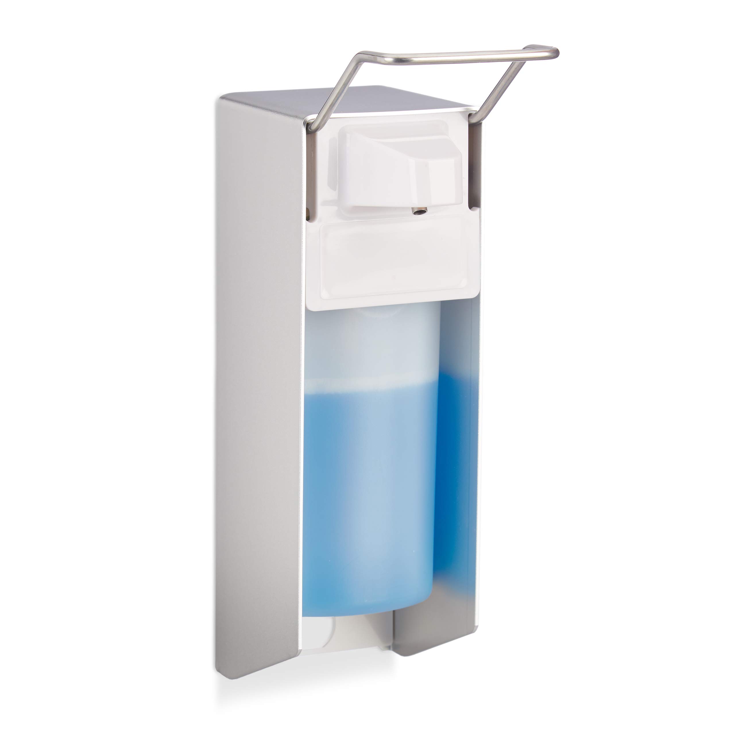 Relaxdays Euro dispenser 500 ml, wall-mounted soap dispenser, disinfectant dispenser, ironing mechanism, white, 1 piece