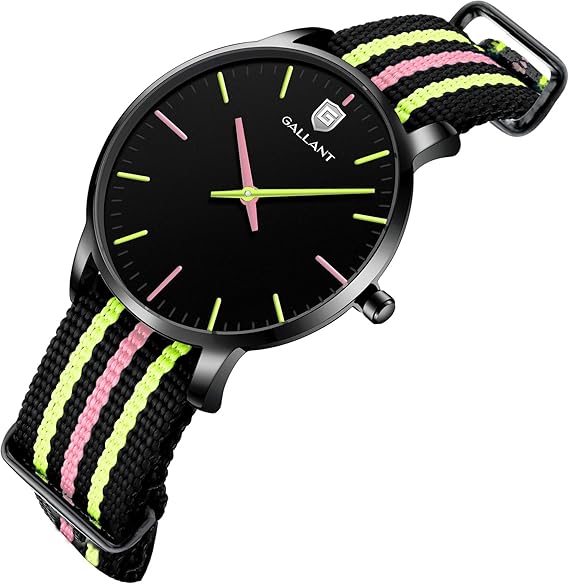 Amazon 腕時計 レディース時計 アナログ クォーツ女性腕時計 ナイロンバンド 極薄型時計 生活防水 36mm文字盤 カジュアル ミニマリスト ファッション 男女兼用 ピンクとグリーン レディース腕時計 腕時計 通販
