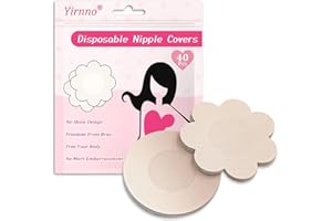 Yirnno 40 Pcs Nipple Covers for Women Disposable No-Show Hypoallergenic Nipple Pasties Satin Breast Petals Stickers