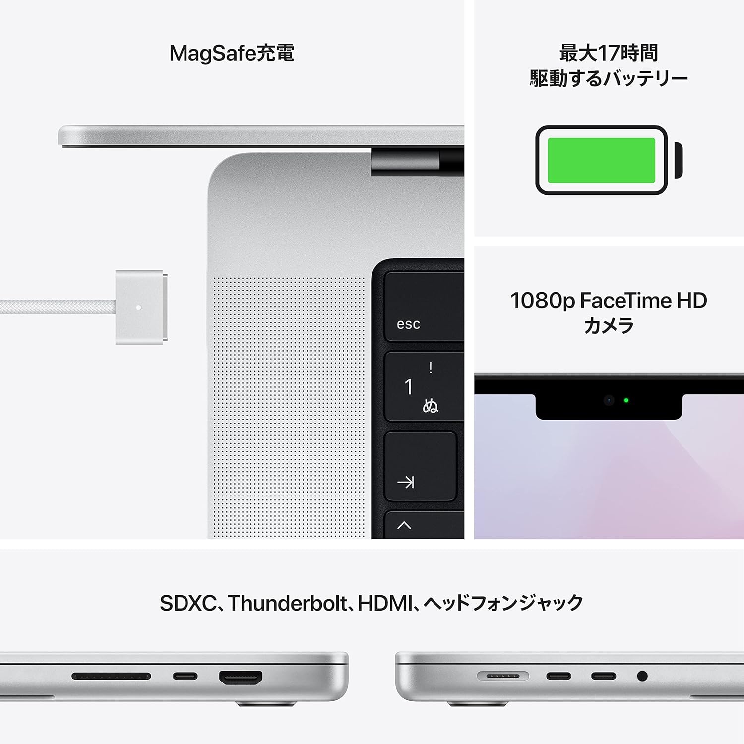 Apple MacBook Pro 2021 (14 inch, 16 GB RAM, 512 GB SSD, M1 Pro 8 Core CPU/14 Core GPU), Silver (Refurbished)