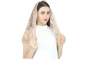 Grettytling Lace Mantilla Veil Soft and comfortable 7 Colors Spanish Style Rose Lace Veil Head Covering D Shape