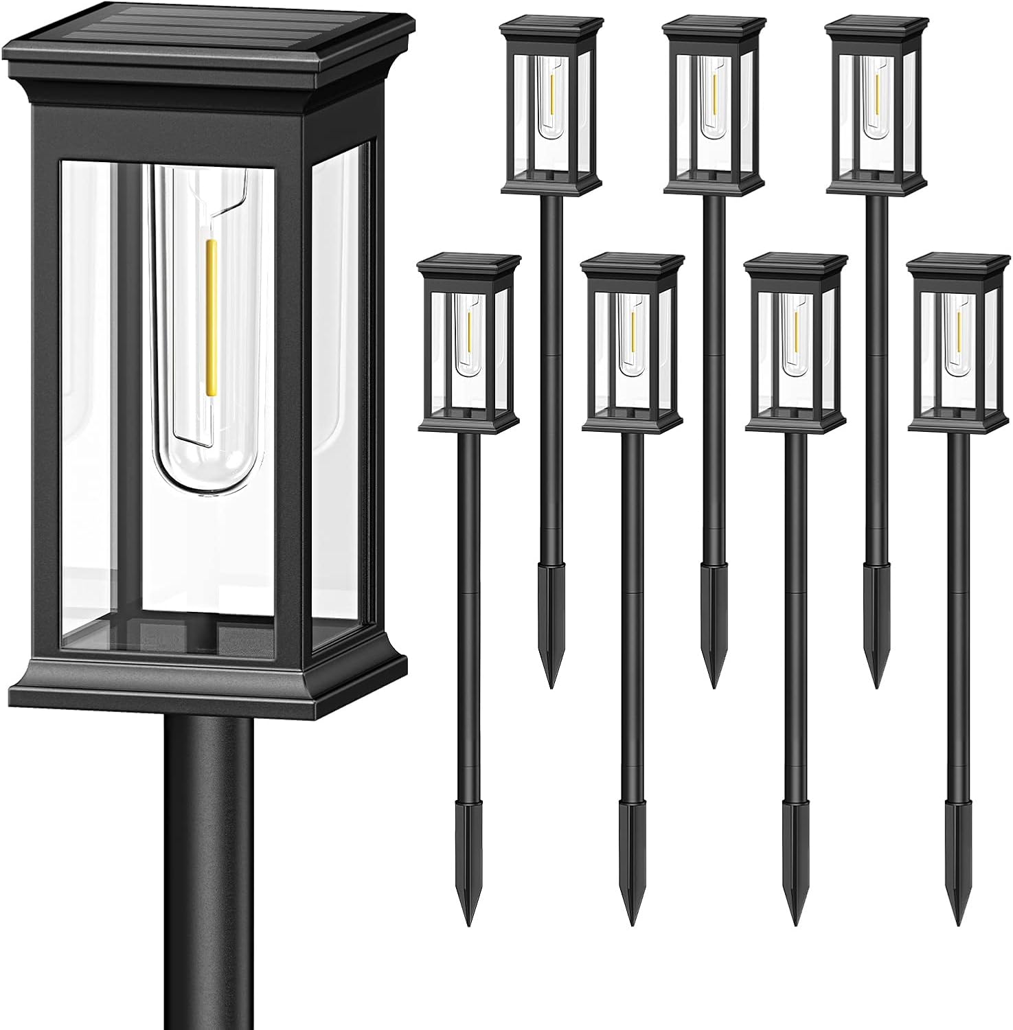 Lighting - KOOPER Solar Pathway Lights Outdoor, 8 Pack Upgraded Solar Outdoor Lights, Bright Solar Garden Lights Outdoor Waterproof, Auto On/Off Outdoor Solar Lights for Yard Landscape Path Lawn Patio Walkway