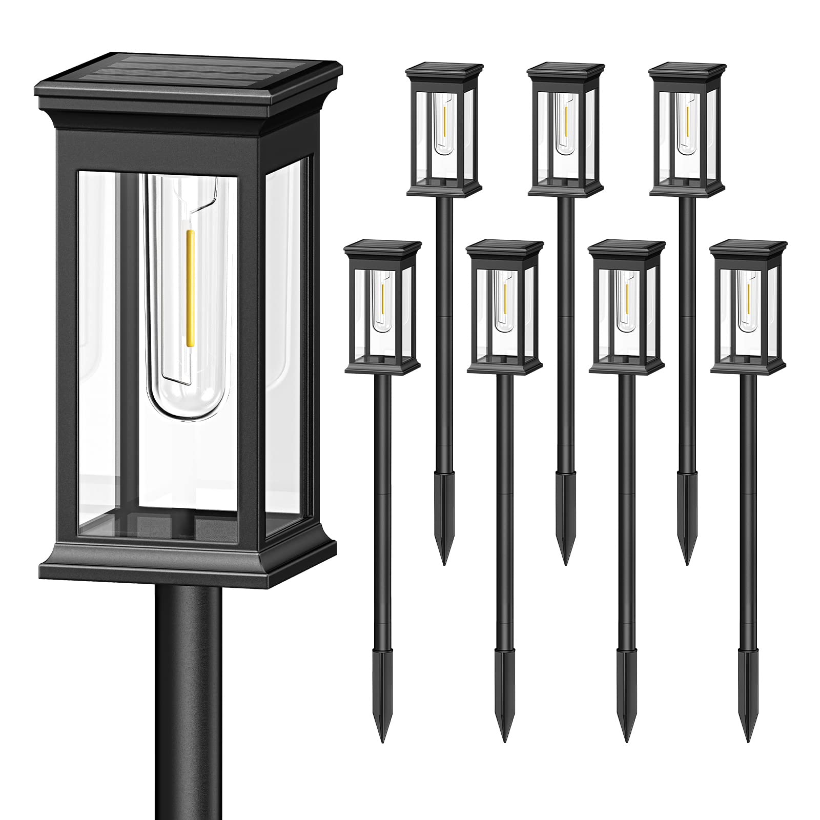 KOOPER Solar Pathway Lights Outdoor 8 Pack, 2X Bigger Solar Outdoor Lights, Bright Solar Garden Lights Waterproof, Auto On/Off Outdoor Solar Lights for Yard Landscape Path Lawn Patio Walkway