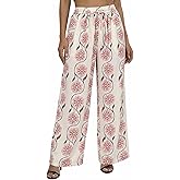 DERAX Women's Floral Wide Leg Palazzo Pant High Waist Elastic Waist Boho 2026 Spring Summmer Long Trouser