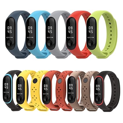 Mijobs Riemen für Xiaomi Mi Band 3, wasserdicht, weich, bunt, Silikon, Armband Zubehör für Xiaomi Mi Band 3 Miband 3
