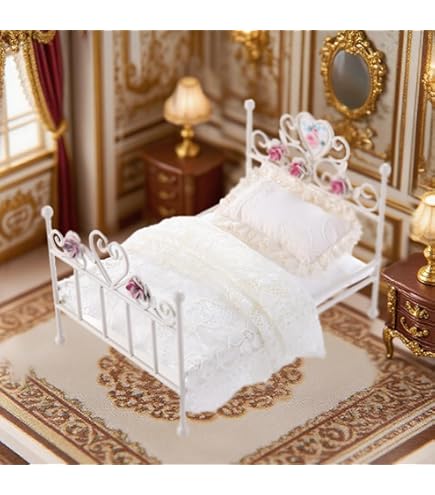 Letto per casa delle bambole in miniatura Mobili per camera Letto per casa delle bambole in miniatura Mobili per camera
