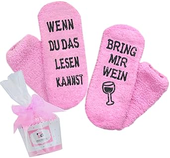 Wein-Socken/Kaffee-Socken mit Wein-Spruch/Kaffee-Spruch'WENN DU DAS LESEN KANNST, BRING MIR WEIN/KAFFEE', Geschenk für frauen