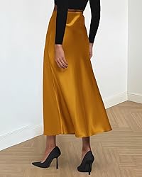 BTFBM Long Satin Skirts for Women Summer Spring