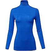 SSOULM Women’s Slim Fit Lightweight Sweater - Made in USA, Soft Rayon Turtleneck Layering Top (Plus Size)