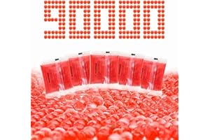 QOGELY Gel Balls Blaster Ammo Splat Orby Gun Refill(7-8 mm, 9 Packs, 90,000), 7.5 mm Gel Splatter Blaster Bullets, Compatible with All Gel Gun, for Ages 14+, Red