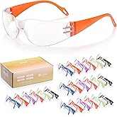 ELSISM 24 Pack Kids Safety Glasses in 6 Colors, UV Protection Eyewear for Children, Impact & Ballistic Resistant Protective Goggles with ANSI Z87+ Standards, for Science/Nurf Party/School/Landscaping