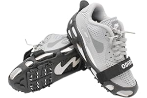 ODIER Ice Cleats Grippers for Shoes and Boots 24 Teeth Crampons 10 Teeth Tiny Spikes Ice Cleats for Walk on Ice Snow and Freezing Mud