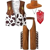 IWALUE Kids Boys Cowboy Halloween Costume Dress Up Party Cosplay with Bandana Cowboy Hat