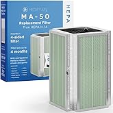 Medify Air MA-50 Genuine Replacement Filter | for Allergens, Wildfire Smoke, Dust, Odors, Pollen, Pet Dander | 3 in 1 with Pre-filter, HEPA H14, and Activated Carbon | Removal to 0.1 Microns | 1-Pack