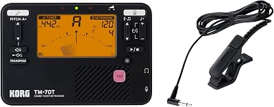 Korg TM70C Metronome and Chromatic Tuner with Clip-On Microphone Black