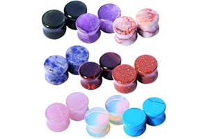 BodyJ4You 18PC Body Piercing Stone Plugs - Ear Stretching Kit - Beginners 8G-00G, Big Gauges 11mm-24mm (1 Inch) - Saddle Double Flared Tunnels Expander Earrings - Men Women Unisex Jewelry