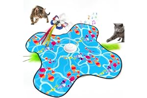 Tlaijiang Interactive Cat Toys for Indoor Cats: Fluttering Butterfly, Moving Concealed Feathers, Realistic Animal Sounds - Rechargeable & Touch Activated Cat Toy for Bored Adult Cats