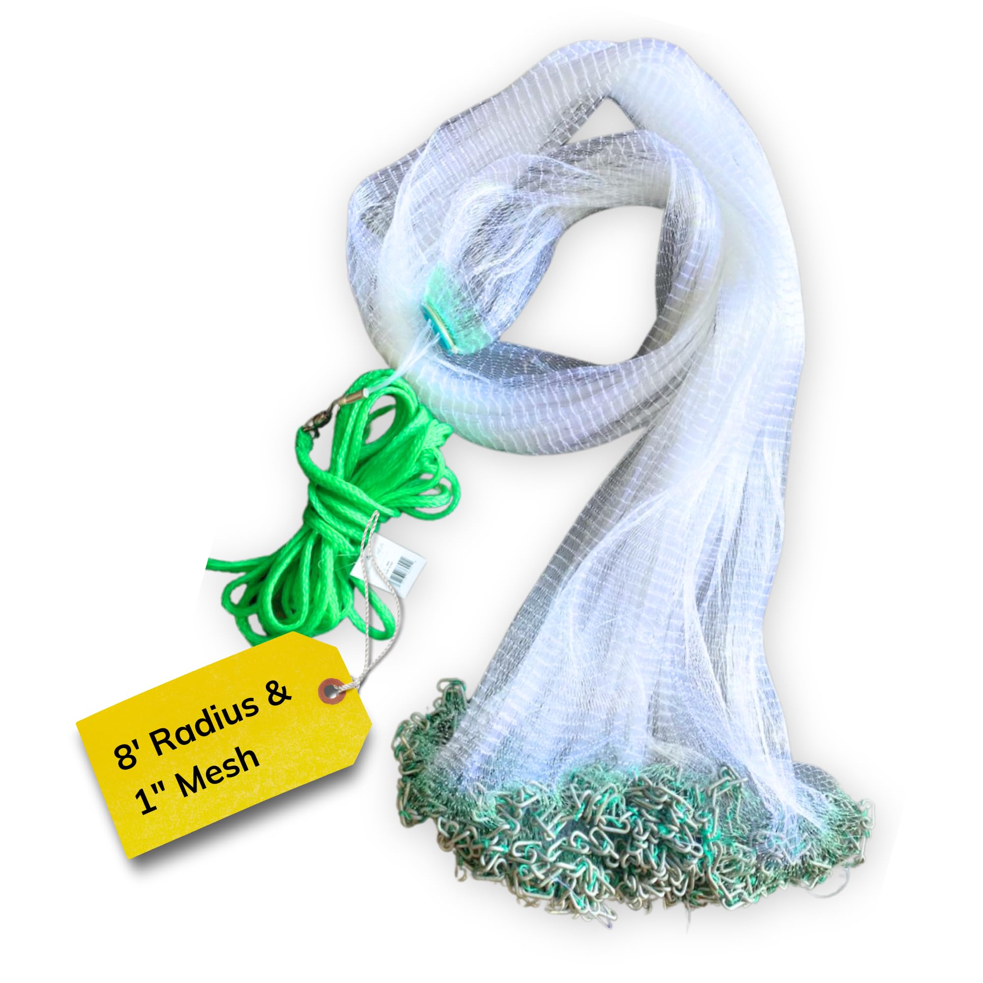 Photo 1 of Silver Catch Cast Nets 8ft Radius|1 Inch Mesh for Fishing with Chain Bottom, Salt Water Casting Fishing Net Gear, Easy Throw Nets Fishing Bait in 4.5ft-10ft Radius|3/8",1/2",1" Mesh - Elite Series