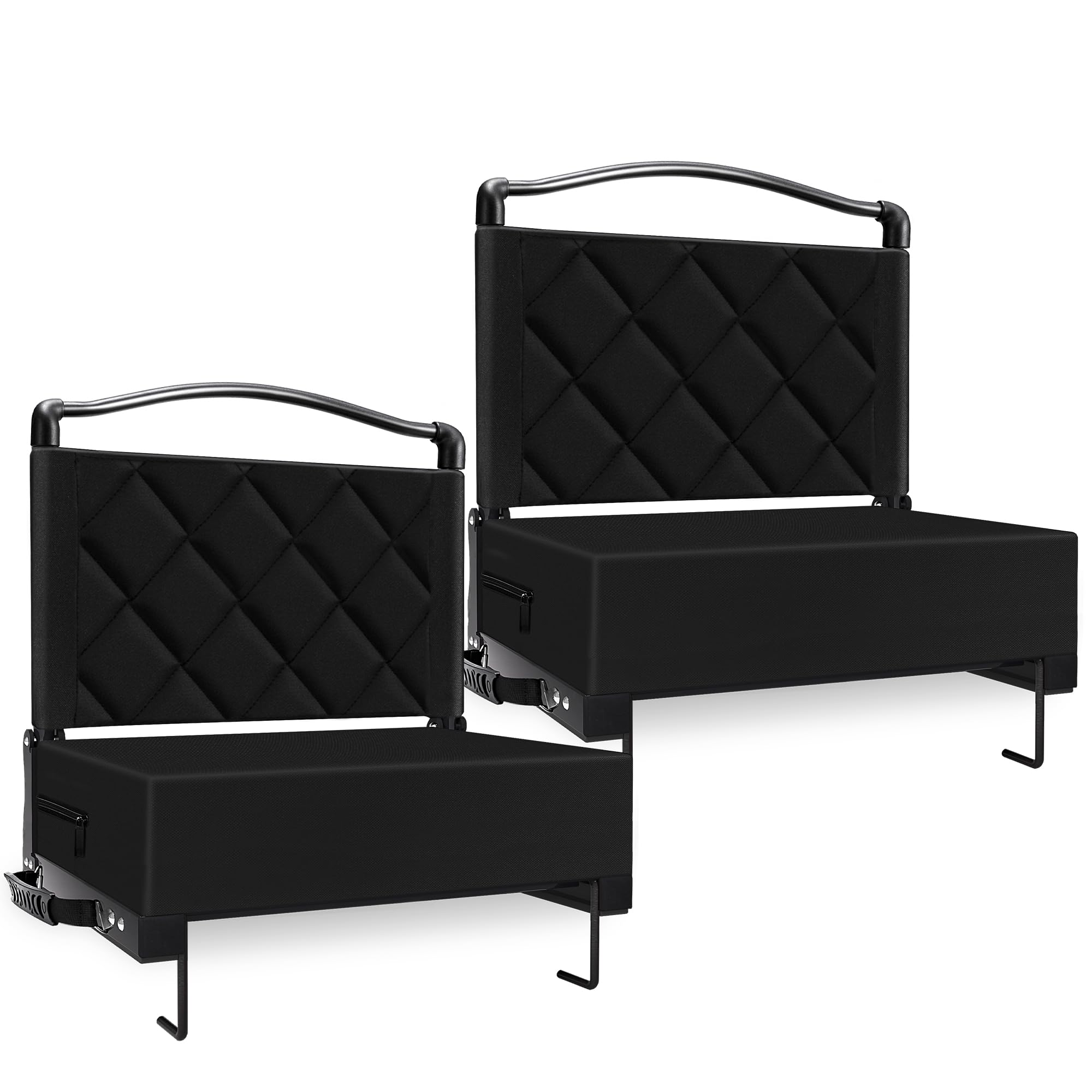 Photo 1 of **ONLY 1 **Kaganoon Stadium Seats with Back Support Cushion, Folding Stadium Seats for Bleachers Hold up 400lbs, Wide Bleacher Seat with Shoulder Strap & Handle Comfort for Sports Events (Black, 2pcs)